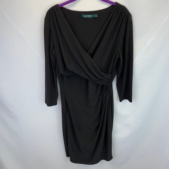 Lauren Ralph Lauren Classic Black 3/4 Sleeve Midi Dress Women's size 12 - Picture 2 of 7